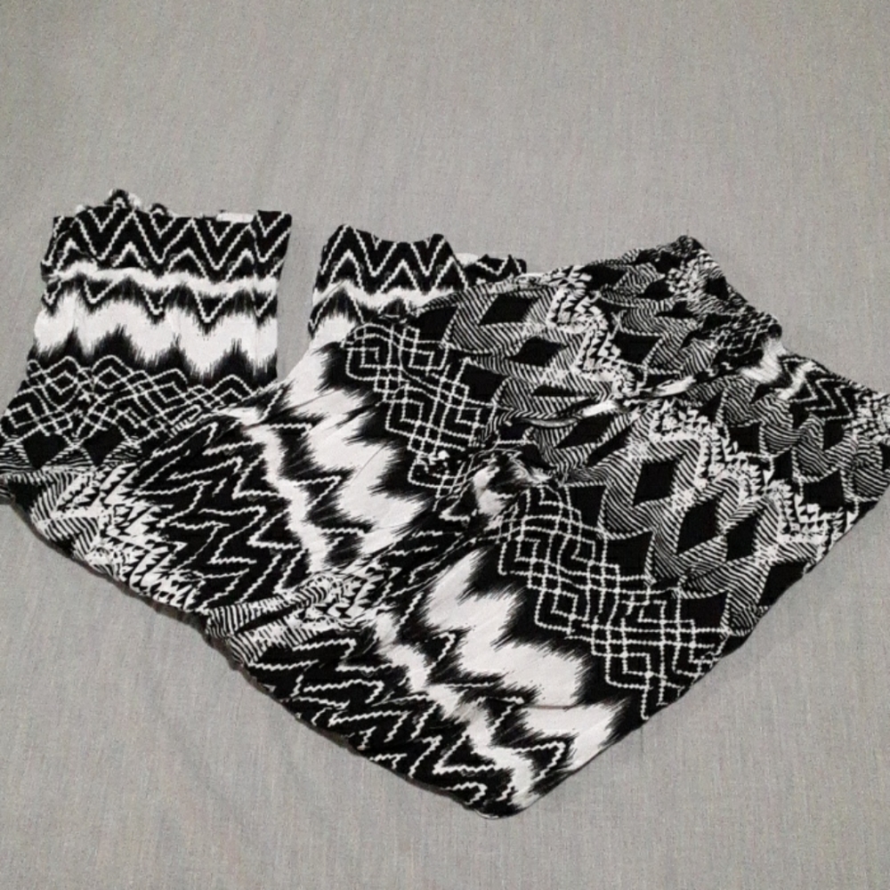 Tribal print, Wide leg, elastic waist